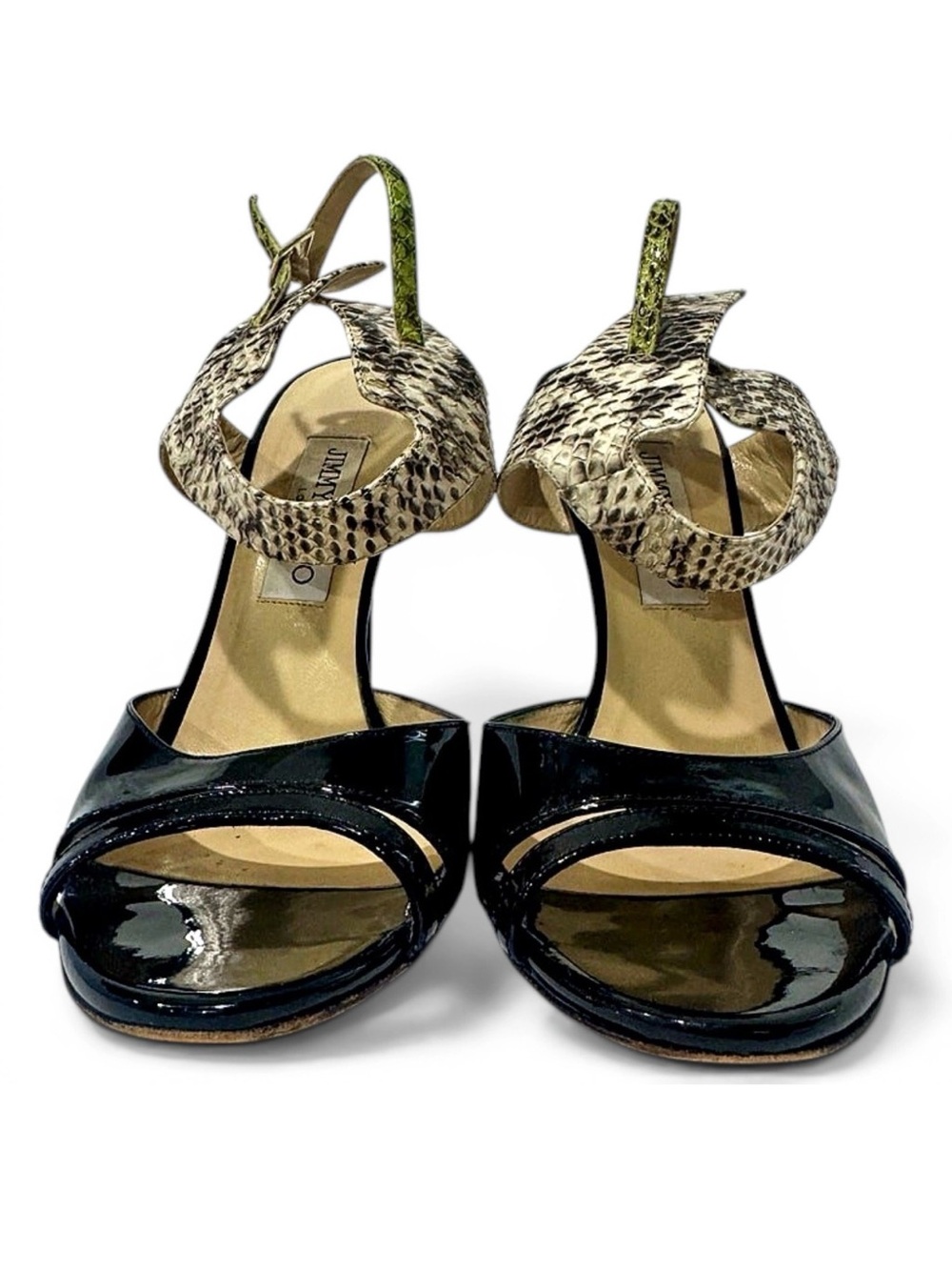 Jimmy Choo Python Snakeskin Patent Leather Ankle Strap Heels EU 39 - Picture 1 of 10